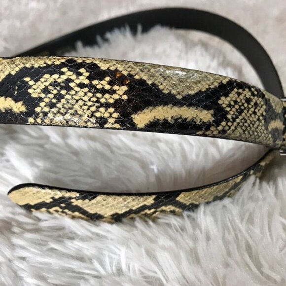 Natural Genuine Snakeskin Brushed Silver Metal Buckle Belt